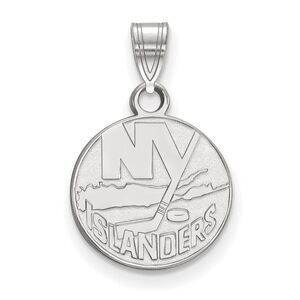 14k White Gold NHL New York Islanders Small Disc Pendant